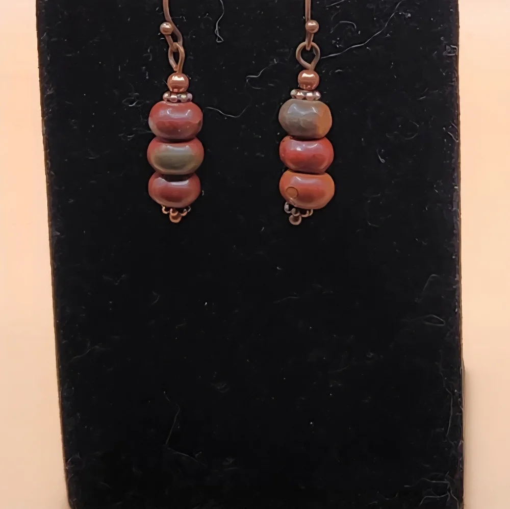 Picasso Jasper and Copper Stacked Earrings